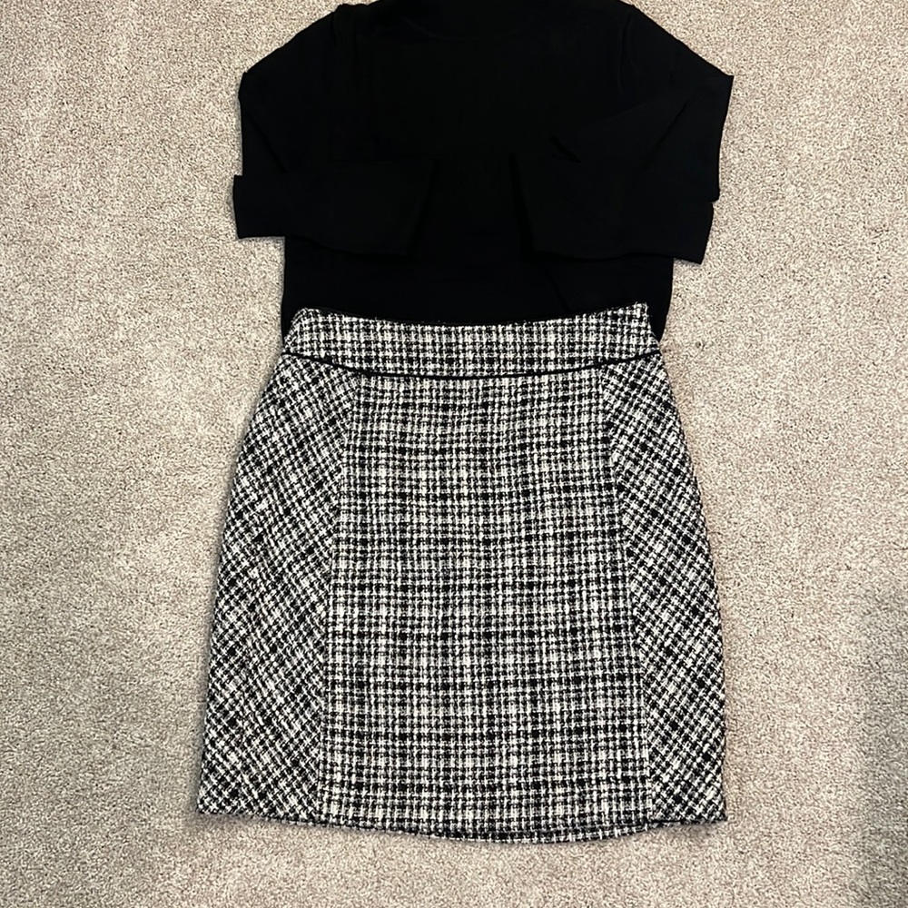 WHBM Black Plaid Skirt